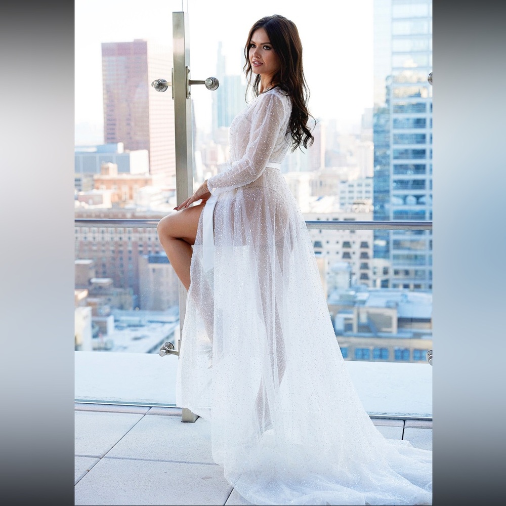 Sheer Pearl and Sparkle Bridal Robe